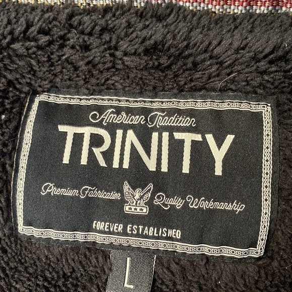 Tribal- Brown Sherpa Pullover Shirt Mens L 1/4 Zip red zipper warm Cozy - Picture 4 of 9